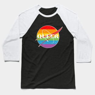 NASA/QUEER Rainbow  Logo Tribute/Parody Design Baseball T-Shirt